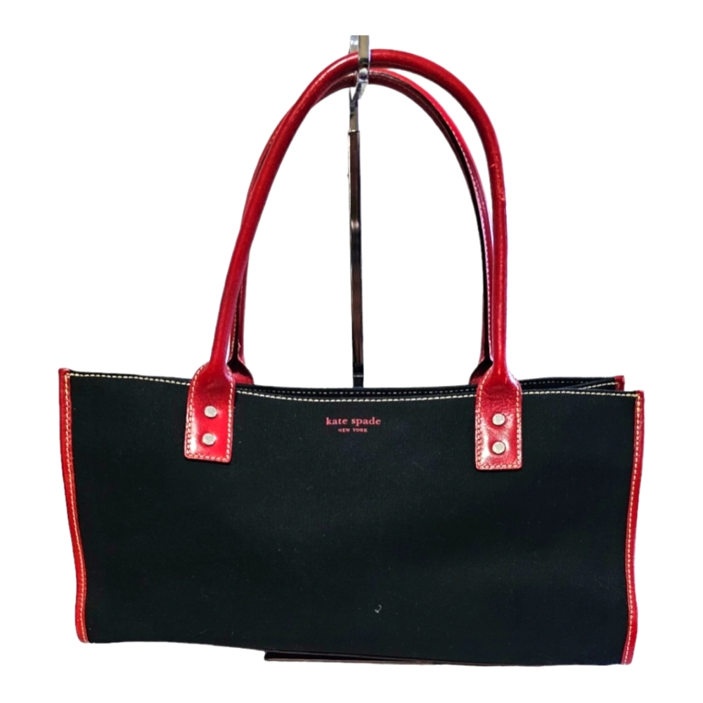 kate spade Black and Red Canvas Satchel